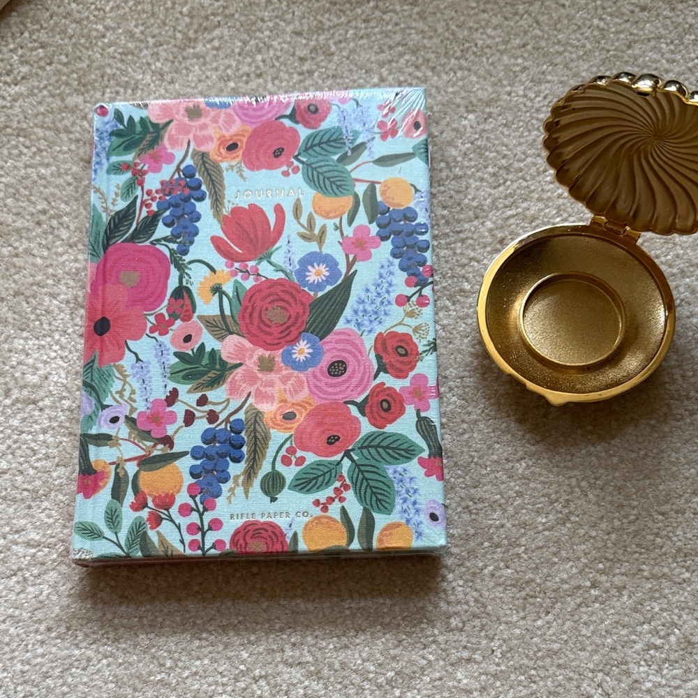 Rifle Paper Co. Floral Notebook with Gold Shell Compact